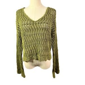 Olive Green American Eagle Crochet Sweater size small